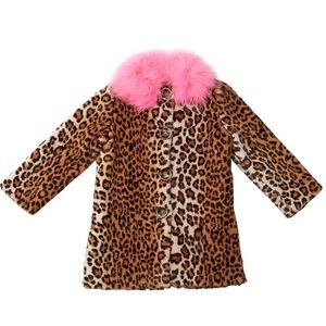 🔥 BERGDORF GOODMAN CHARABIA NALA LEOPARD PRINT FAUX FUR COAT, Girls size 10